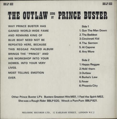 洋楽 Prince Buster THE OUTLAW LP Prince Buster – The Outlaw – Vinyl (LP, Album, Repress